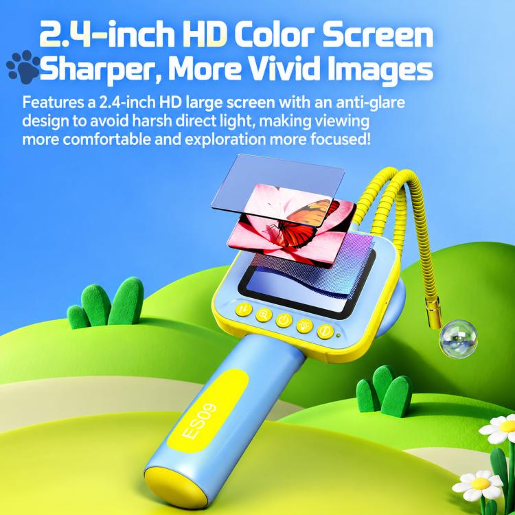 ES09 Kids Endoscope Camera 2.4 inch Screen Inspection Scope IP67 Waterproof Snake Camera Toy