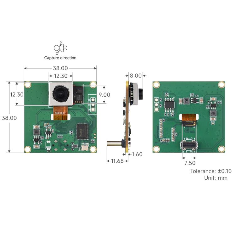 IMX563 12MP OIS USB Camera Autofocus Dual-Axis Optical Image Stabilization (OIS) USB 2.0 Type-C Port, 35687