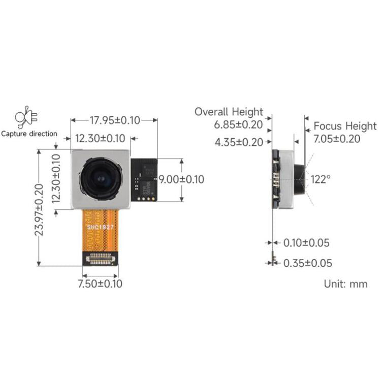 IMX563 12MP OIS Camera Module 122-Degree Wide-Angle Lens Autofocus, 35215