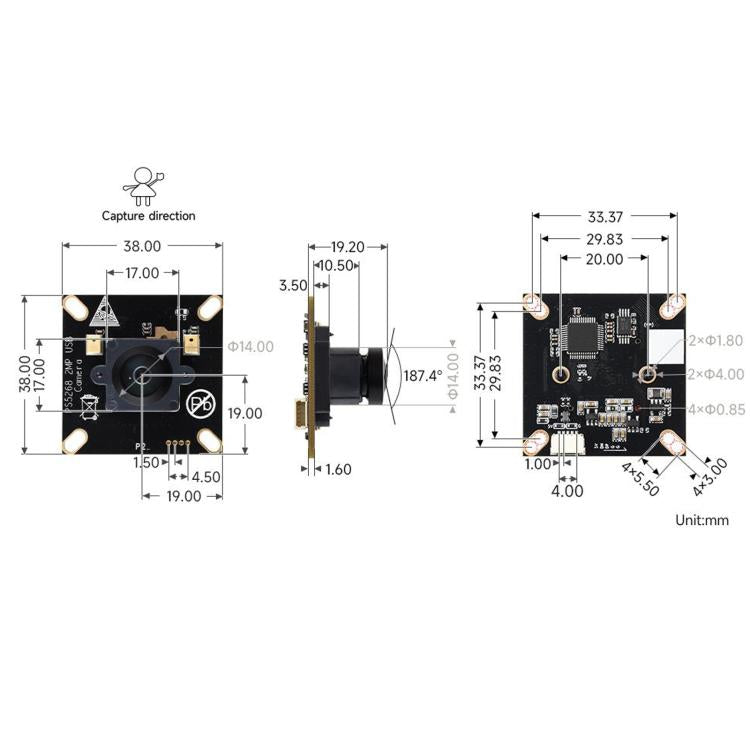 PS5268 2MP M12 Camera Module Type B USB 2.0 Header High Dynamic Range, 35496