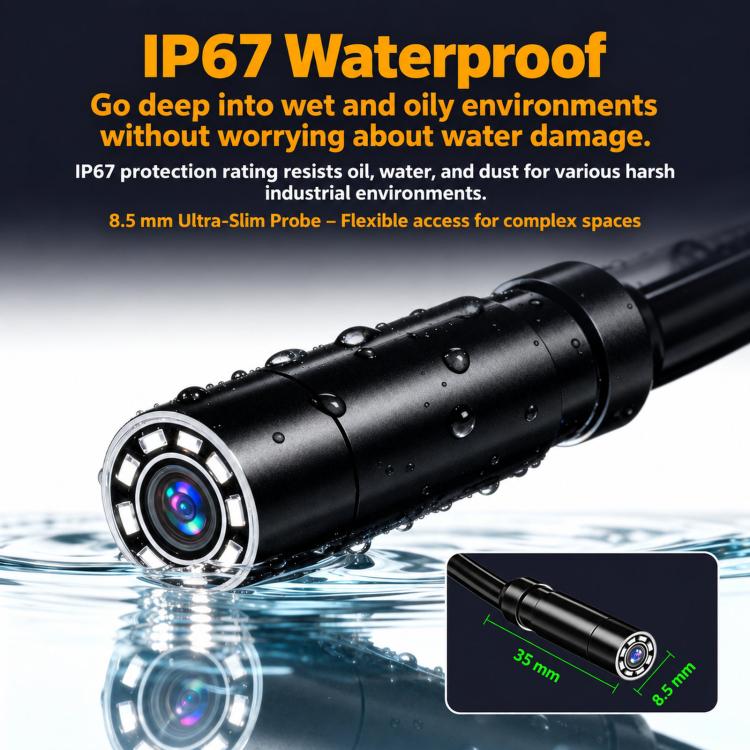 Industrial Endoscope Camera 2.8 inch IPS Inspection Scope IP67 Waterproof Borescope, ES07