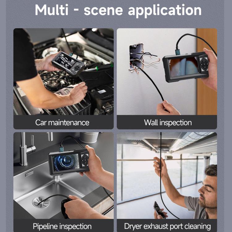 ES01 Industrial Endoscope Camera 4.3 inch IPS Inspection Scope IP67 Waterproof Borescope, No Memory Card, With 32GB Memory Card