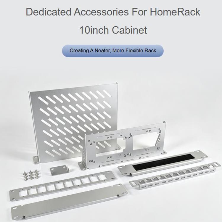 WAVESHARE For HomeRack 10 inch Cabinet Accessories, 0.5U 12-Port Blank Patch Panel, 1U 10-Port Universal Patch Panel, 1U Brush Cable Management Panel, 1U SBC Shelf, 1U Universal Large Shelf with Support Brackets, 1U Blank Panel, 50 PCS/Pack M4x6mm Screws