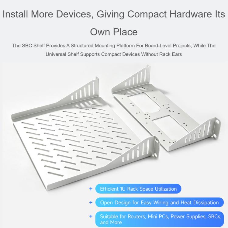 WAVESHARE For HomeRack 10 inch Cabinet Accessories, 0.5U 12-Port Blank Patch Panel, 1U 10-Port Universal Patch Panel, 1U Brush Cable Management Panel, 1U SBC Shelf, 1U Universal Large Shelf with Support Brackets, 1U Blank Panel, 50 PCS/Pack M4x6mm Screws