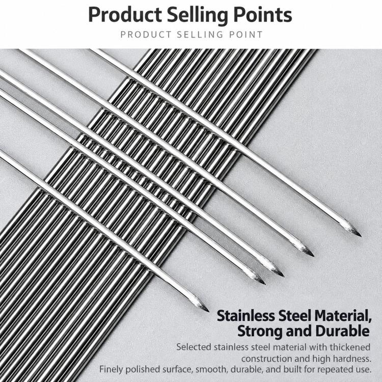 50 PCS/Pack Stainless Steel BBQ Skewers, 1.8x30cm Diameter 1.2mm, 1.8x35cm Diameter 1.2mm, 2.0x30cm Diameter 1.4mm, 2.0x35cm Diameter 1.4mm, 2.2x30cm Diameter 1.65mm, 2.2x35cm Diameter 1.65mm, 2.3x30cm Diameter 1.85mm, 2.3x35cm Diameter 1.85mm         ...