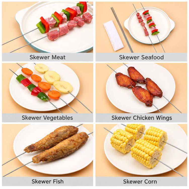 50 PCS/Pack Stainless Steel BBQ Skewers, 1.8x30cm Diameter 1.2mm, 1.8x35cm Diameter 1.2mm, 2.0x30cm Diameter 1.4mm, 2.0x35cm Diameter 1.4mm, 2.2x30cm Diameter 1.65mm, 2.2x35cm Diameter 1.65mm, 2.3x30cm Diameter 1.85mm, 2.3x35cm Diameter 1.85mm         ...