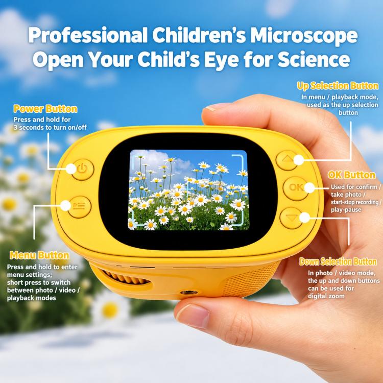 CM10 Kids Digital Microscope 2.0 Inch Screen Handheld Scope 8 LED Light Science Toy, CM10