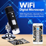 W01A Wireless Digital Microscope 1000X Handheld WiFi Borescope With 8 LED Lights, Rechargeable