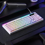 LANGTU L99 Gaming Keyboard 98 Keys Silent Membrane RGB Keyboard With Smart Display, Wired White Pudding, Wired BlackBerry, Wired Frosted Peach, Tri-Mode 5000mAh BlackBerry, Tri-Mode 5000mAh Frosted Peach, Tri-Mode 12000mAh BlackBerry                   ...
