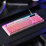 LANGTU L99 Gaming Keyboard 98 Keys Silent Membrane RGB Keyboard With Smart Display, Wired White Pudding, Wired BlackBerry, Wired Frosted Peach, Tri-Mode 5000mAh BlackBerry, Tri-Mode 5000mAh Frosted Peach, Tri-Mode 12000mAh BlackBerry                   ...