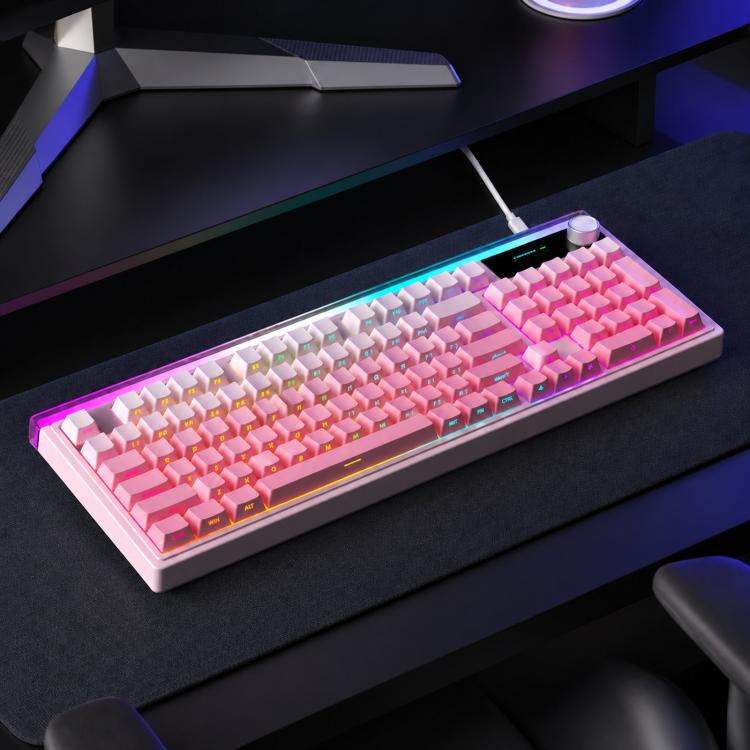 LANGTU L99 Gaming Keyboard 98 Keys Silent Membrane RGB Keyboard With Smart Display, Wired White Pudding, Wired BlackBerry, Wired Frosted Peach, Tri-Mode 5000mAh BlackBerry, Tri-Mode 5000mAh Frosted Peach, Tri-Mode 12000mAh BlackBerry                   ...