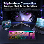 LANGTU L99 Gaming Keyboard 98 Keys Silent Membrane RGB Keyboard With Smart Display, Wired White Pudding, Wired BlackBerry, Wired Frosted Peach, Tri-Mode 5000mAh BlackBerry, Tri-Mode 5000mAh Frosted Peach, Tri-Mode 12000mAh BlackBerry                   ...
