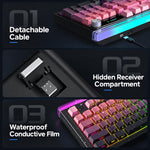 LANGTU L99 Gaming Keyboard 98 Keys Silent Membrane RGB Keyboard With Smart Display, Wired White Pudding, Wired BlackBerry, Wired Frosted Peach, Tri-Mode 5000mAh BlackBerry, Tri-Mode 5000mAh Frosted Peach, Tri-Mode 12000mAh BlackBerry                   ...
