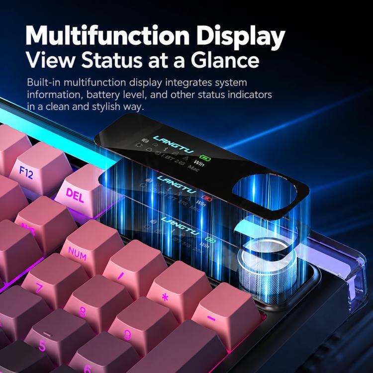 LANGTU L99 Gaming Keyboard 98 Keys Silent Membrane RGB Keyboard With Smart Display, Wired White Pudding, Wired BlackBerry, Wired Frosted Peach, Tri-Mode 5000mAh BlackBerry, Tri-Mode 5000mAh Frosted Peach, Tri-Mode 12000mAh BlackBerry                   ...