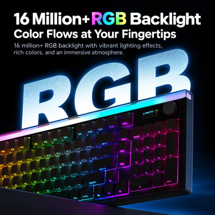 LANGTU L99 Gaming Keyboard 98 Keys Silent Membrane RGB Keyboard With Smart Display, Wired White Pudding, Wired BlackBerry, Wired Frosted Peach, Tri-Mode 5000mAh BlackBerry, Tri-Mode 5000mAh Frosted Peach, Tri-Mode 12000mAh BlackBerry                   ...