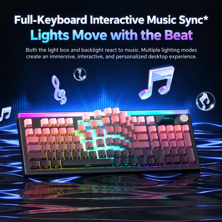 LANGTU L99 Gaming Keyboard 98 Keys Silent Membrane RGB Keyboard With Smart Display, Wired White Pudding, Wired BlackBerry, Wired Frosted Peach, Tri-Mode 5000mAh BlackBerry, Tri-Mode 5000mAh Frosted Peach, Tri-Mode 12000mAh BlackBerry                   ...
