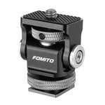 FOMITO Hot Shoe Universal Camera Monitor Bracket Adjustable Damping Rotating Snail Mount, No Knob Gimbal, With Knob Gimbal