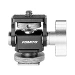 FOMITO Hot Shoe Universal Camera Monitor Bracket Adjustable Damping Rotating Snail Mount, No Knob Gimbal, With Knob Gimbal