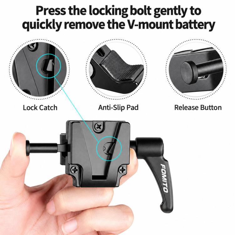 FOMITO V-Mount Plate Clamp With Crab Clamp Portable Tripod Metal Clip, V-Mount Plate Clamp