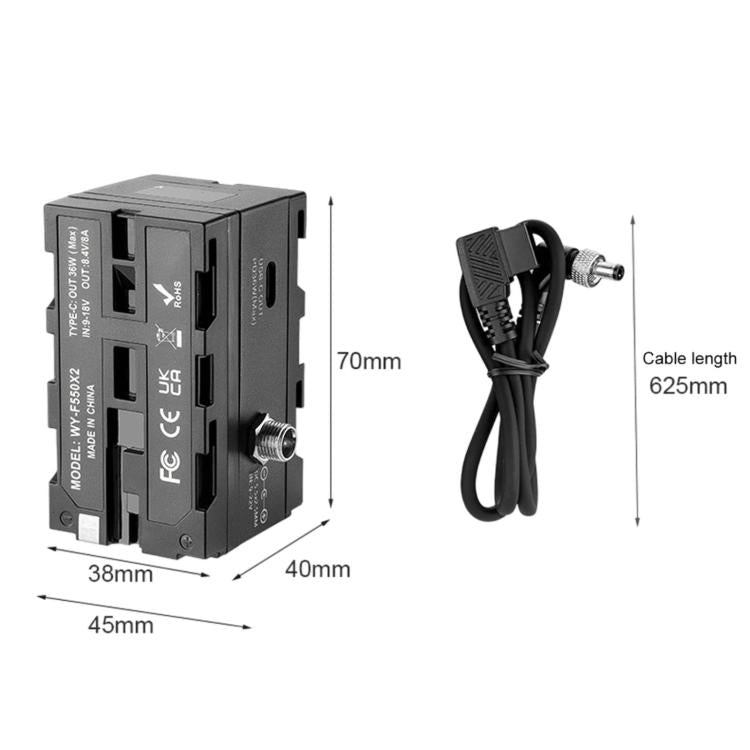 FOMITO NP-F550 / 970 / 990 Rotatable Dual-Sided Battery Converter For V-Mount Battery Monitor, Battery Converter