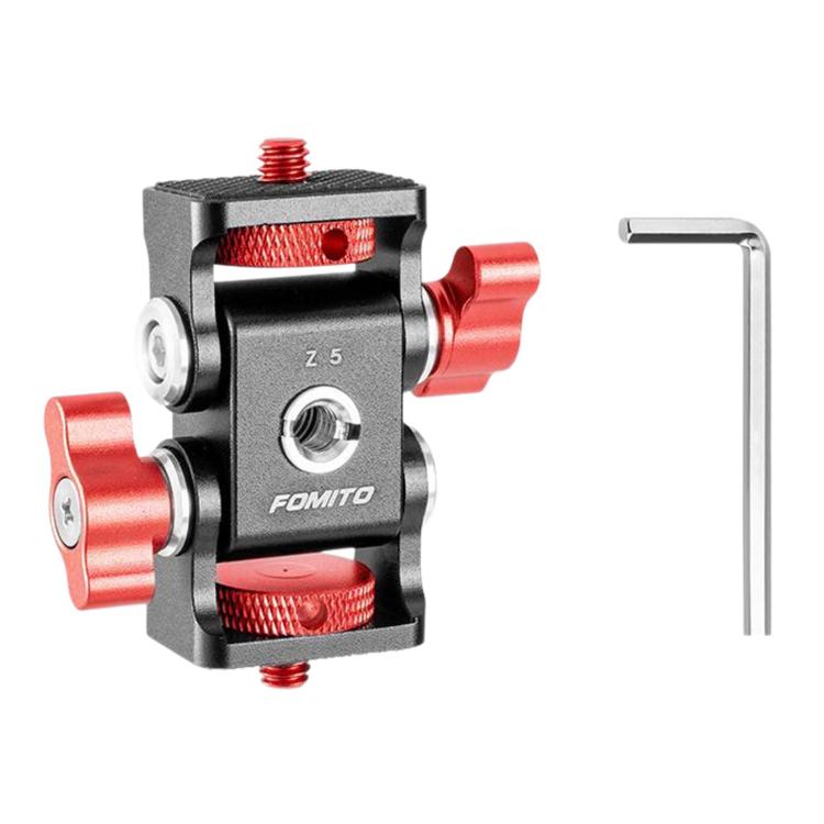 FOMITO Metal DSLR Camera Dual Head Snail Mount 1/4 Inch Adjustable Damping Monitor Bracket