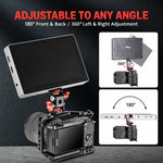 FOMITO Metal DSLR Camera Dual Head Snail Mount 1/4 Inch Adjustable Damping Monitor Bracket