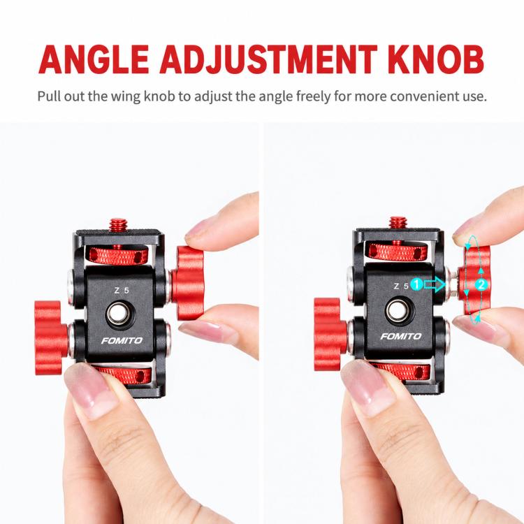 FOMITO Metal DSLR Camera Dual Head Snail Mount 1/4 Inch Adjustable Damping Monitor Bracket