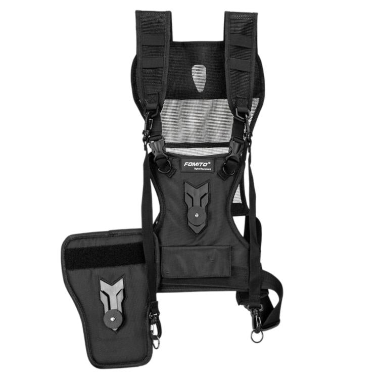 FOMITO Universal DSLR Camera Dual Photography Shoulder Strap With Waist Hanging, Black