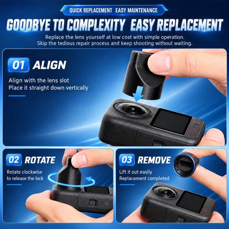 For DJI Osmo 360 II Replacement Lens Kit, 1 Lens, 2 Lens