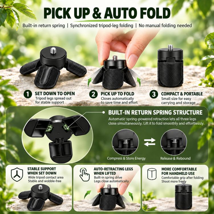 For DJI Osmo Pocket 3 / 4 / Insta360 Luna Ultra Mini Quick Release Tripod, Tripod, Tripod + Adapter + Force-securing Screw