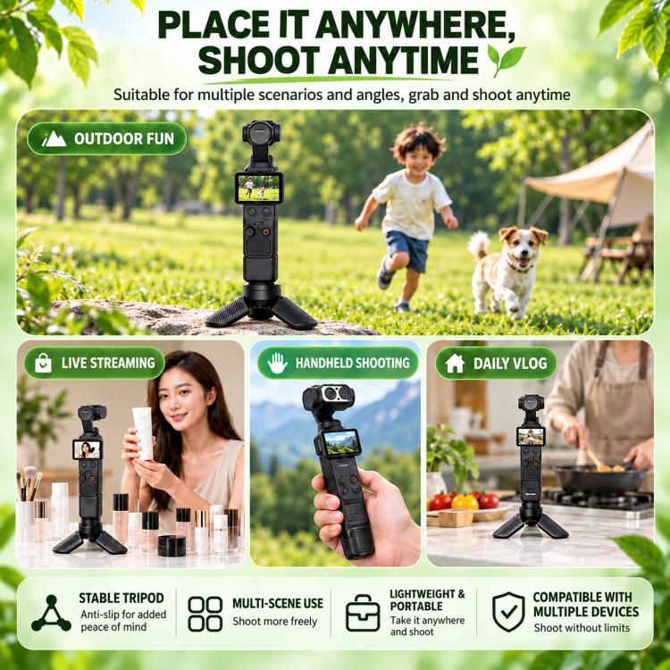 For DJI Osmo Pocket 3 / 4 / Insta360 Luna Ultra Mini Quick Release Tripod, Tripod, Tripod + Adapter + Force-securing Screw