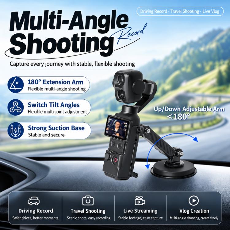 For DJI Osmo Pocket 4P / 4 / 3 Magnetic Car Dashboard Mount Multi-Angle Camera Holder