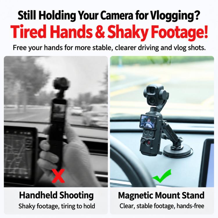 For DJI Osmo Pocket 4P / 4 / 3 Magnetic Car Dashboard Mount Multi-Angle Camera Holder