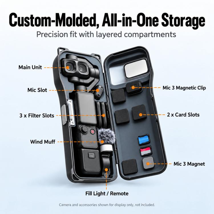 For DJI Osmo Pocket 4P LKTOP Hard Carrying Case Protective Storage Box with Wrist Strap