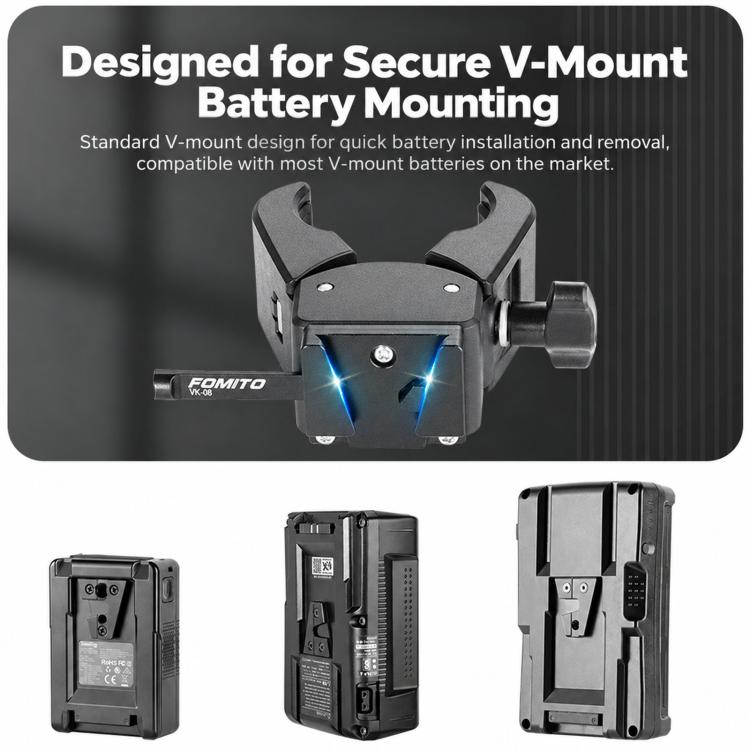 V-Mount Battery Hanging Plate With Crab Clamp Tripod Fixed Battery Bracket, VK-08