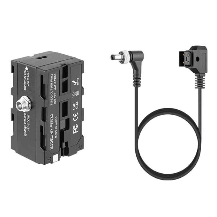 FOMITO NPF-2DC DC Version NP-F Battery Port 3-Way Converter D-Tap To NPF-F550/F750/F970 Dual Side Dummy Battery, Spring Wire, Line