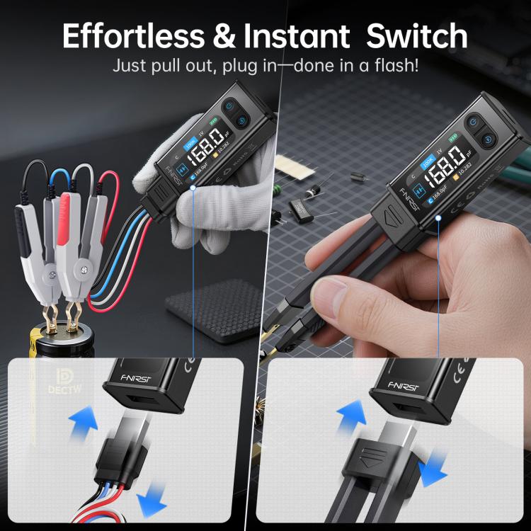 FNIRSI High-Precision Handheld Digital LCR Tweezers Component Tester, Tweezers Tips, Tweezers + Kelvin Clips
