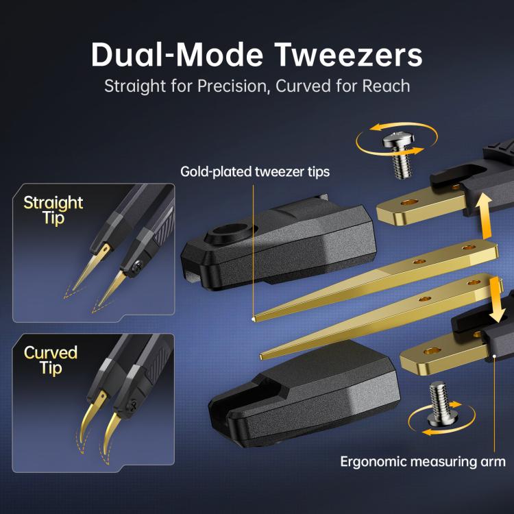 FNIRSI High-Precision Handheld Digital LCR Tweezers Component Tester, Tweezers Tips, Tweezers + Kelvin Clips