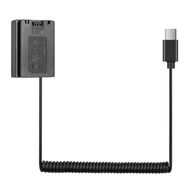 FOMITO For Sony A7M3 / A7S3 Type-C To FZ100 Battery Converter, 50cm Line, Spring Line 120cm, 300cm Line