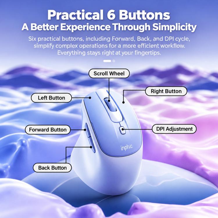 Inphic M2 Rechargeable Wireless Ergonomic Mouse 2.4G Silent Computer Mice