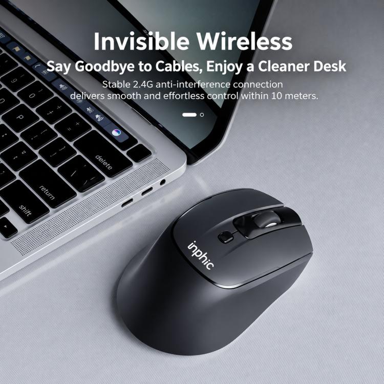 Inphic M2 Rechargeable Wireless Ergonomic Mouse 2.4G Silent Computer Mice