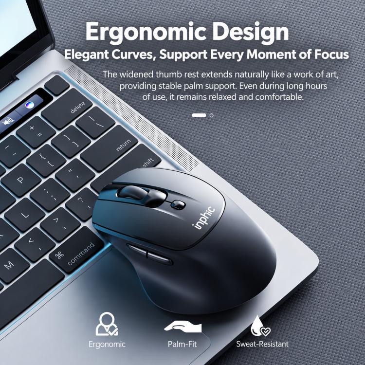 Inphic M2 Rechargeable Wireless Ergonomic Mouse 2.4G Silent Computer Mice