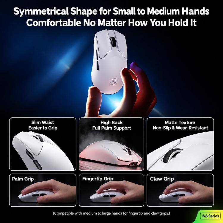 Inphic Lightweight Wireless Ultra-Light Gaming Mouse, IN6 White, IN6 PRO White