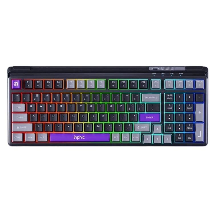 Inphic 1.5m Wired Gaming Keyboard 98 Keys Compact Mechanical Feel Keyboard With RGB Backlit, V98 Black Gray, V98 White Gray, V98 Pro With Knob Black Gray, V98 Pro With Knob White Gray