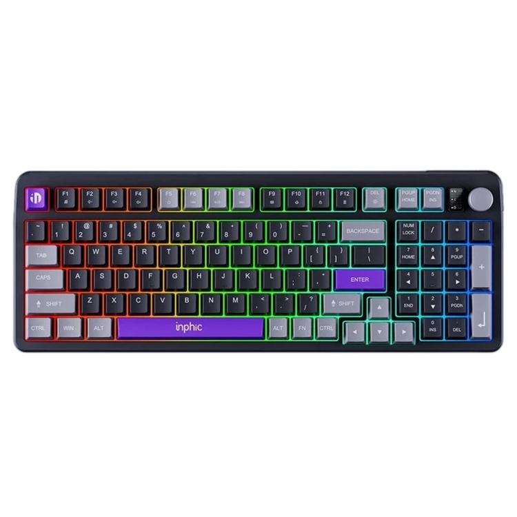 Inphic 1.5m Wired Gaming Keyboard 98 Keys Compact Mechanical Feel Keyboard With RGB Backlit, V98 Black Gray, V98 White Gray, V98 Pro With Knob Black Gray, V98 Pro With Knob White Gray