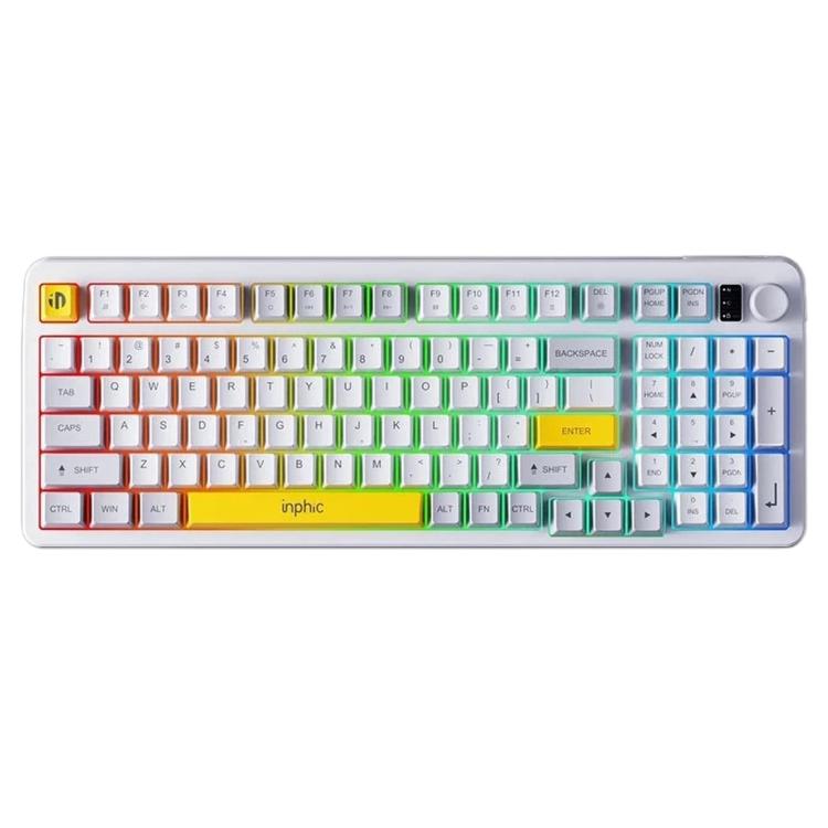 Inphic 1.5m Wired Gaming Keyboard 98 Keys Compact Mechanical Feel Keyboard With RGB Backlit, V98 Black Gray, V98 White Gray, V98 Pro With Knob Black Gray, V98 Pro With Knob White Gray
