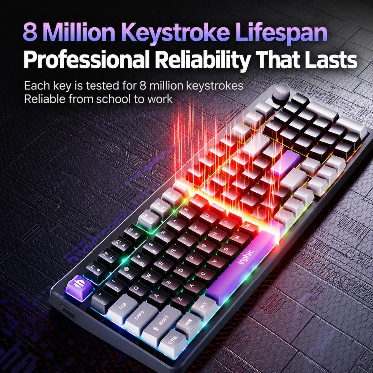 Inphic 1.5m Wired Gaming Keyboard 98 Keys Compact Mechanical Feel Keyboard With RGB Backlit, V98 Black Gray, V98 White Gray, V98 Pro With Knob Black Gray, V98 Pro With Knob White Gray