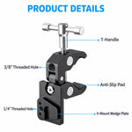 FOMITO V-Mount Male Connector Crab Clamp Multi-Function Monitor Tripod Heavy Duty Clamp, V-Mount Male Connector Crab Clamp