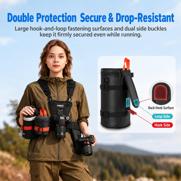 FOMITO Shockproof Camera Lens Storage Bag DSLR Mirrorless Lens Protective Pouch, JTB-3B Black, JTB-4B Black, JTB-5B Black, JTB-6B Black, JTB-7B Black, JTB-8B Black, JTB-3G Grey, JTB-4G Grey, JTB-5G Grey, JTB-6G Grey, JTB-7G Grey, JTB-8G Grey
