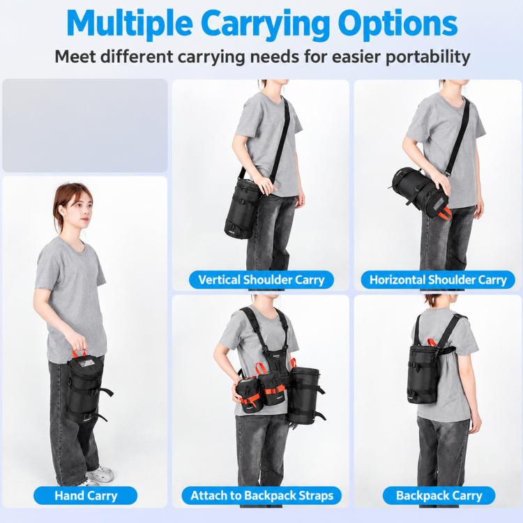 FOMITO Shockproof Camera Lens Storage Bag DSLR Mirrorless Lens Protective Pouch, JTB-3B Black, JTB-4B Black, JTB-5B Black, JTB-6B Black, JTB-7B Black, JTB-8B Black, JTB-3G Grey, JTB-4G Grey, JTB-5G Grey, JTB-6G Grey, JTB-7G Grey, JTB-8G Grey
